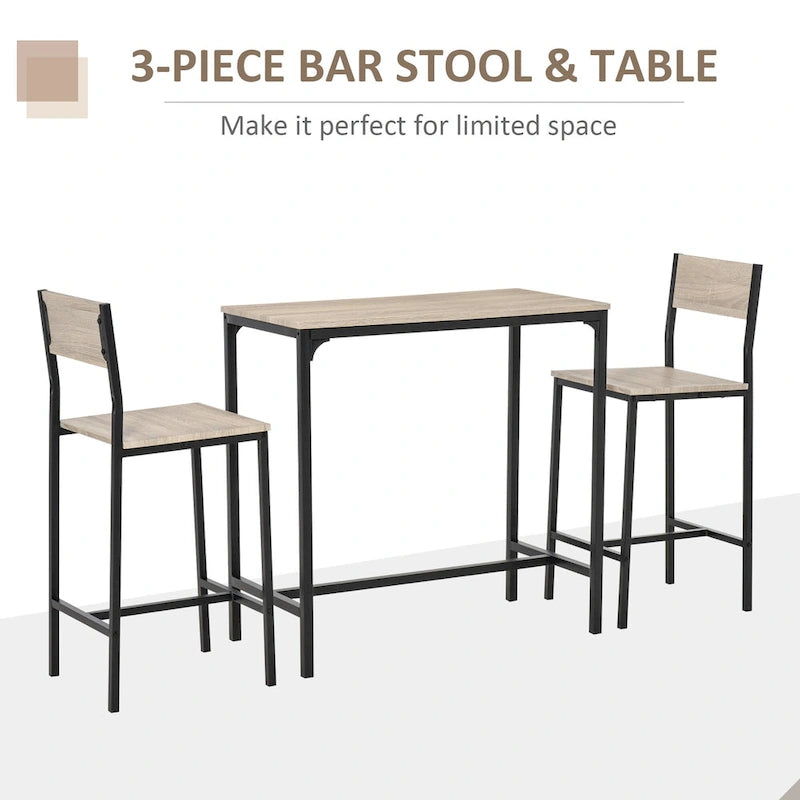 Table de salle à manger et tabourets de bar industriels à hauteur de comptoir