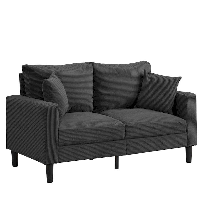 Canapé moderne tapissé avec 2 dossiers et coussins d'assise en mousse haute densité.