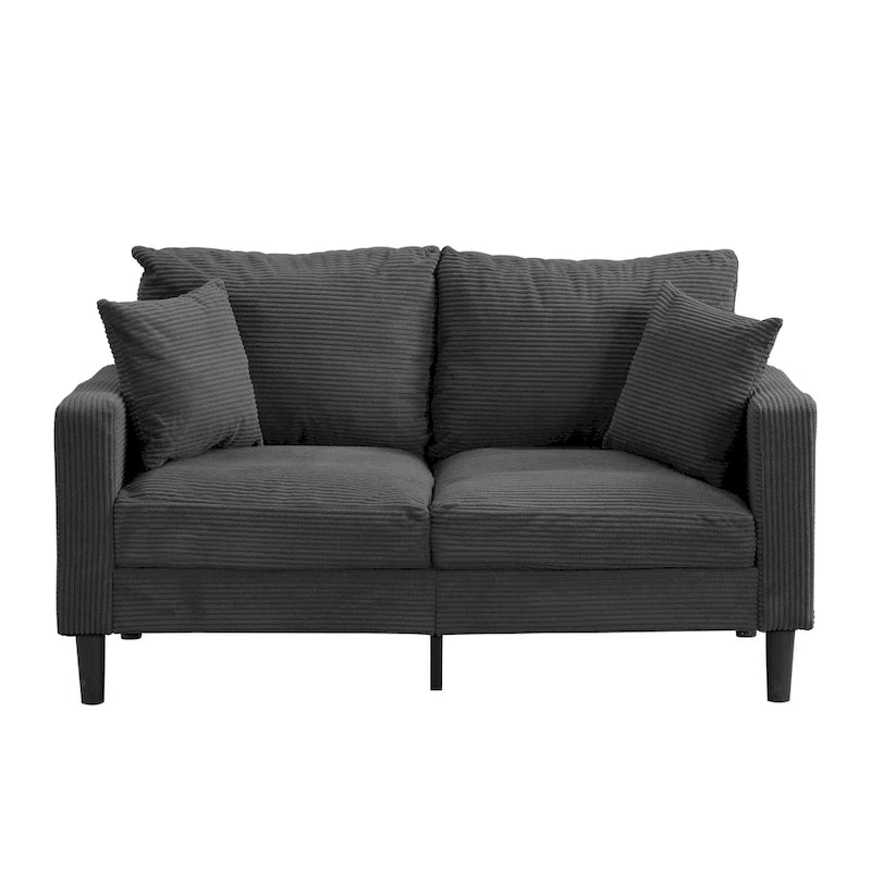 Canapé moderne tapissé avec 2 dossiers et coussins d'assise en mousse haute densité.