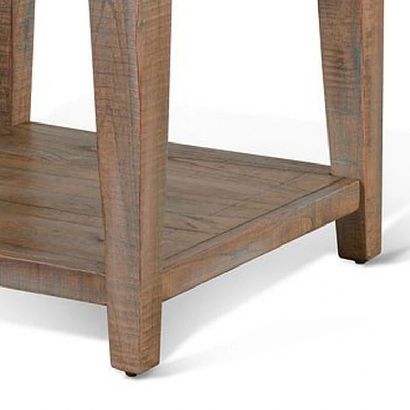 Table d'appoint Lilly, 1 étagère, Acajou Brun clair