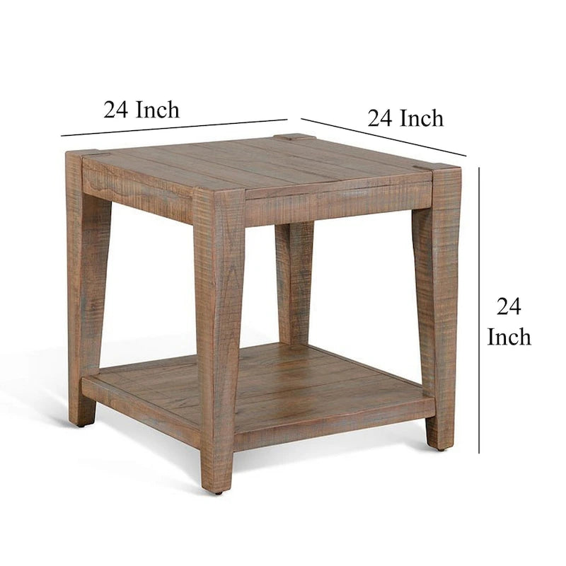 Table d'appoint Lilly, 1 étagère, Acajou Brun clair