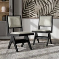 Chaise de salle à manger moderne en tissu rembourré noir