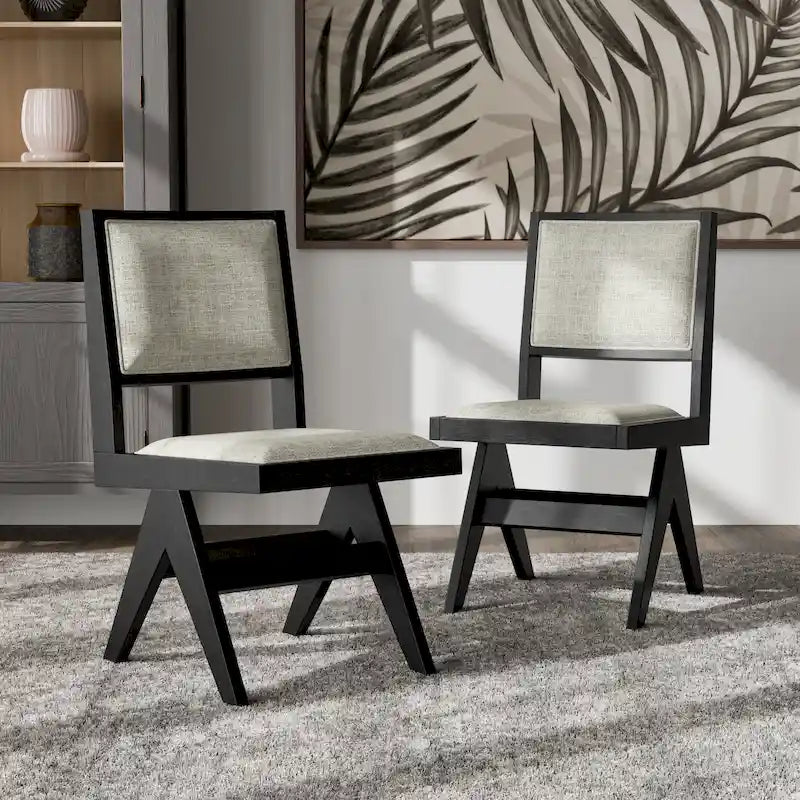 Chaise de salle à manger moderne en tissu rembourré noir