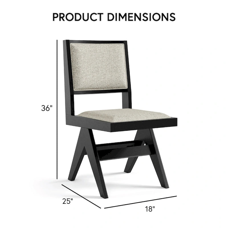 Chaise de salle à manger moderne en tissu rembourré noir