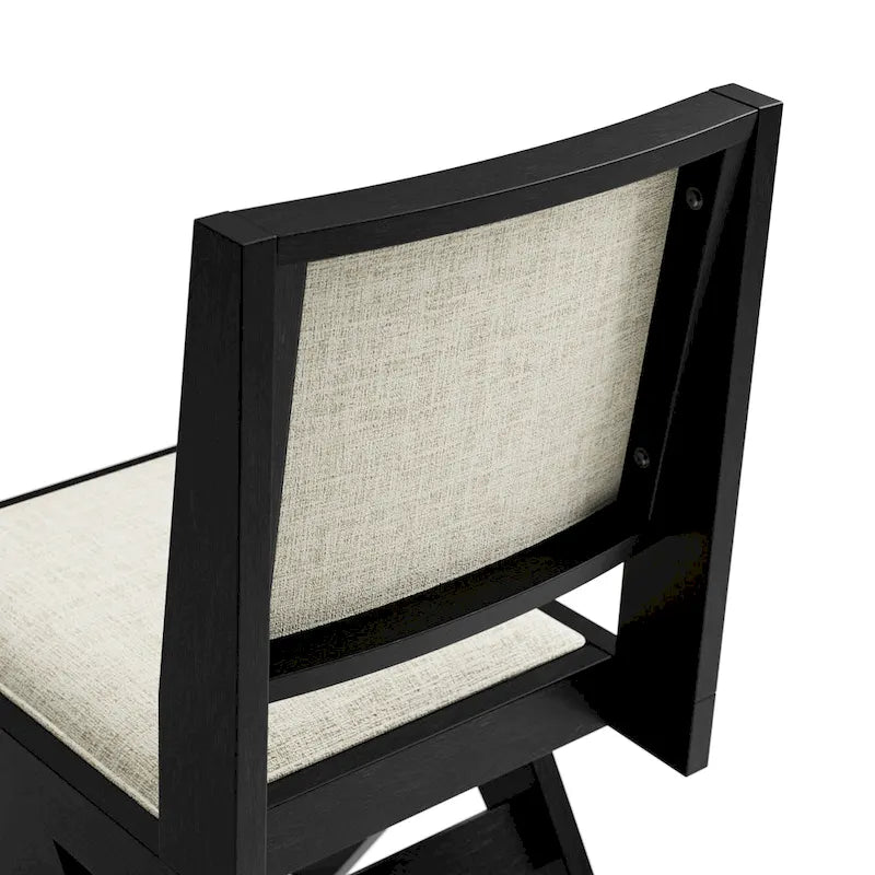 Chaise de salle à manger moderne en tissu rembourré noir