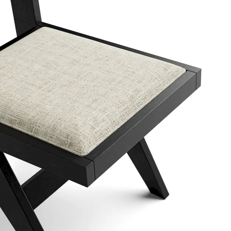 Chaise de salle à manger moderne en tissu rembourré noir