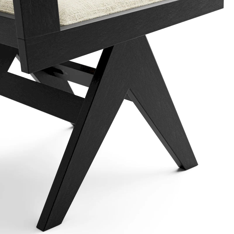 Chaise de salle à manger moderne en tissu rembourré noir