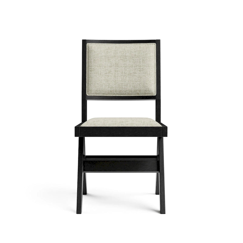 Chaise de salle à manger moderne en tissu rembourré noir
