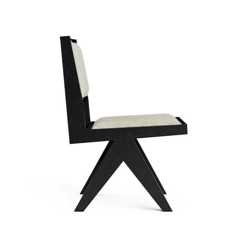 Chaise de salle à manger moderne en tissu rembourré noir