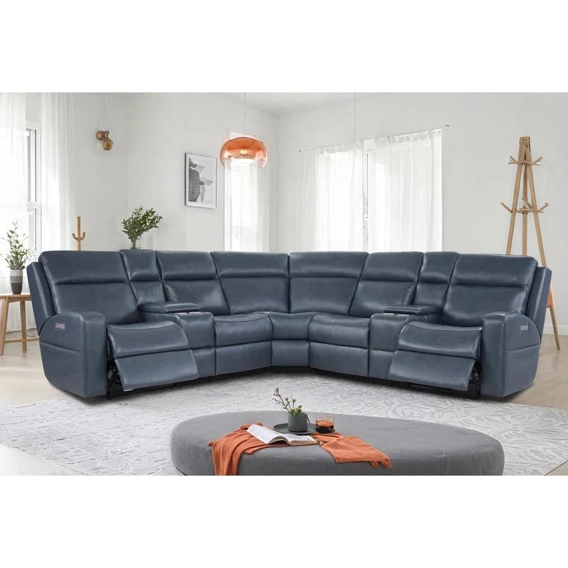 Canapé inclinable électrique en cuir véritable de 279 cm de large