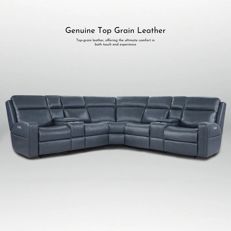Canapé inclinable électrique en cuir véritable de 279 cm de large