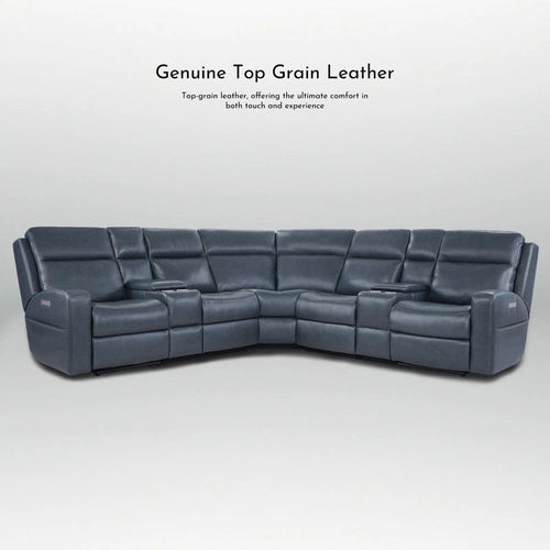 Canapé inclinable électrique en cuir véritable de 279 cm de large
