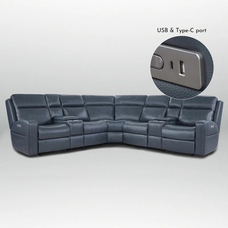 Canapé inclinable électrique en cuir véritable de 279 cm de large