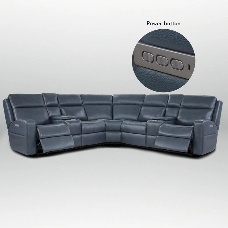 Canapé inclinable électrique en cuir véritable de 279 cm de large