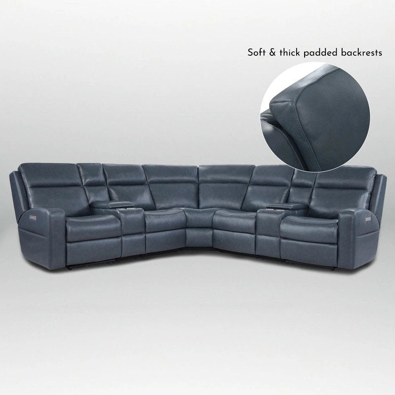 Canapé inclinable électrique en cuir véritable de 279 cm de large
