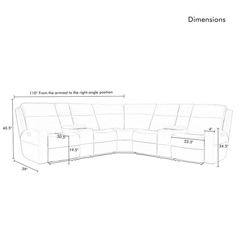 Canapé inclinable électrique en cuir véritable de 279 cm de large