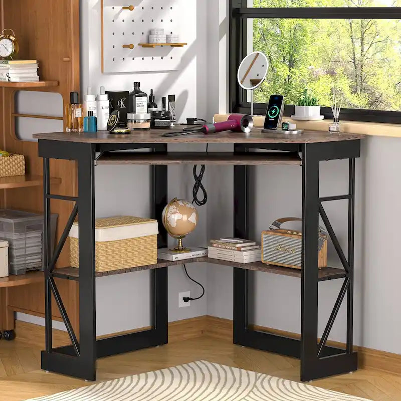 Table d'appoint d'angle compacte/Table de rangement triangulaire