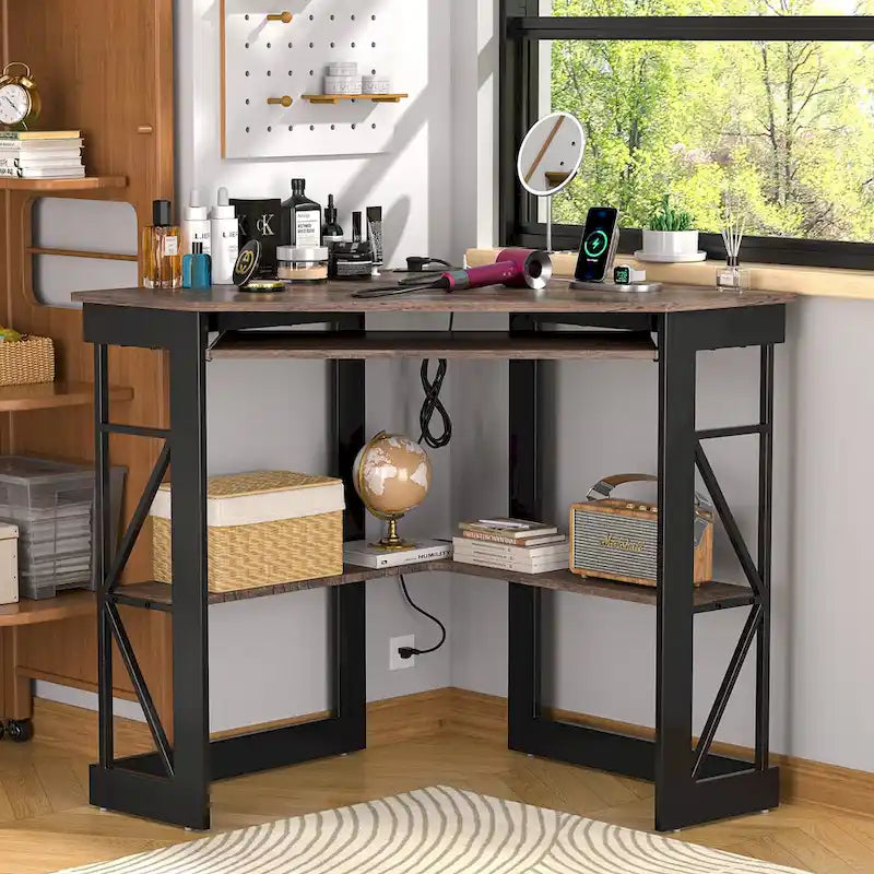 Table d'appoint d'angle compacte/Table de rangement triangulaire