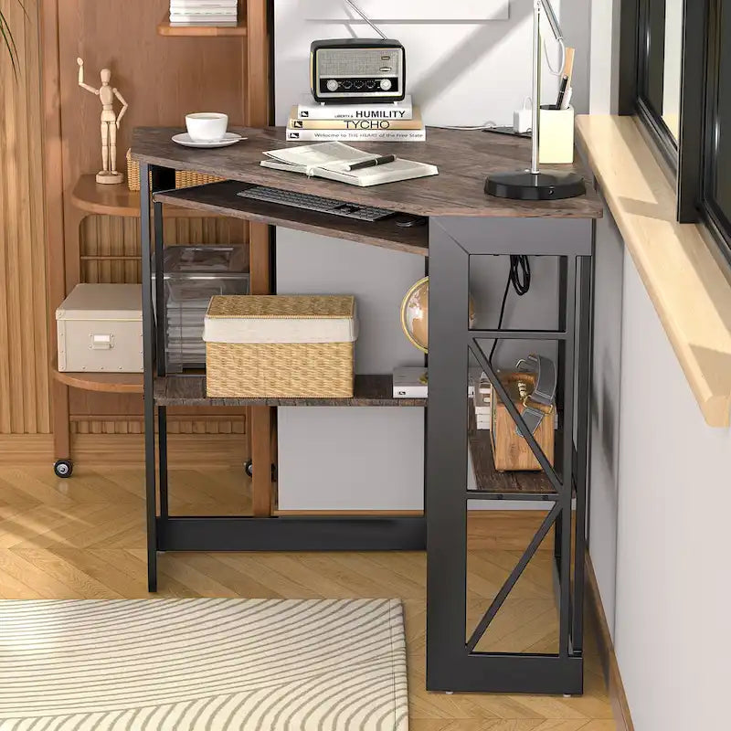 Table d'appoint d'angle compacte/Table de rangement triangulaire