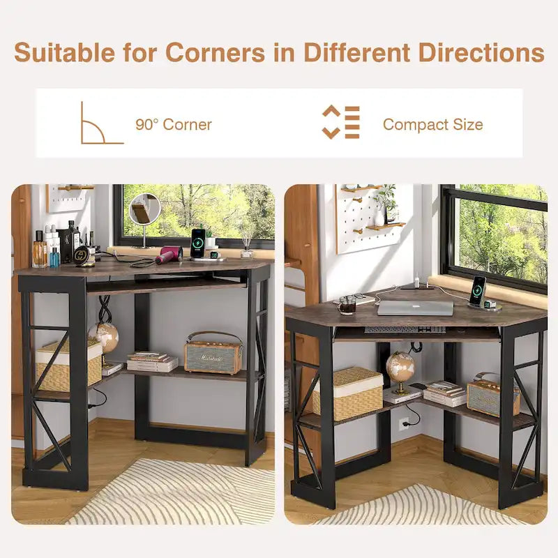 Table d'appoint d'angle compacte/Table de rangement triangulaire
