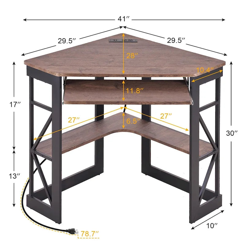 Table d'appoint d'angle compacte/Table de rangement triangulaire
