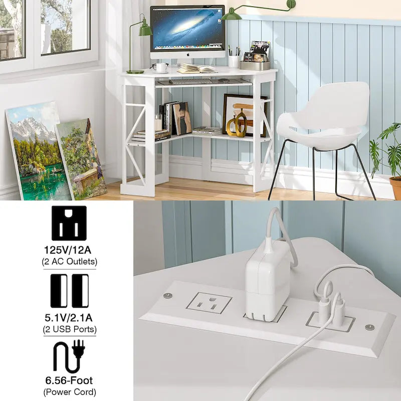 Table d'appoint d'angle compacte/Table de rangement triangulaire