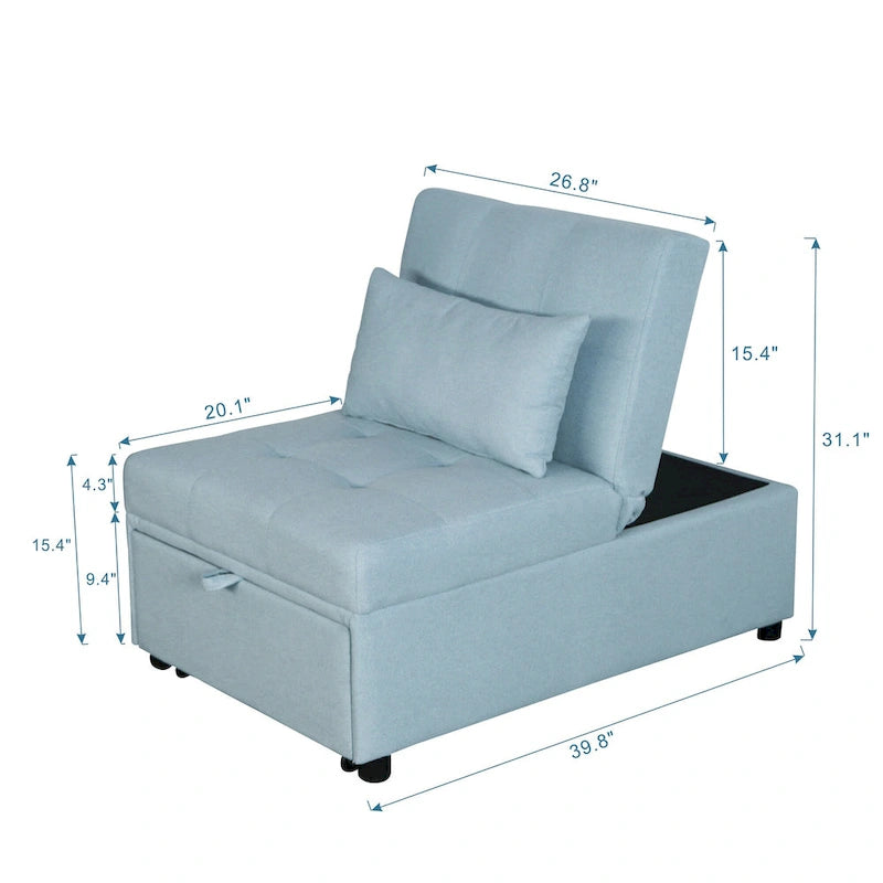 Canapé-lit multifonctionnel pliable avec pouf