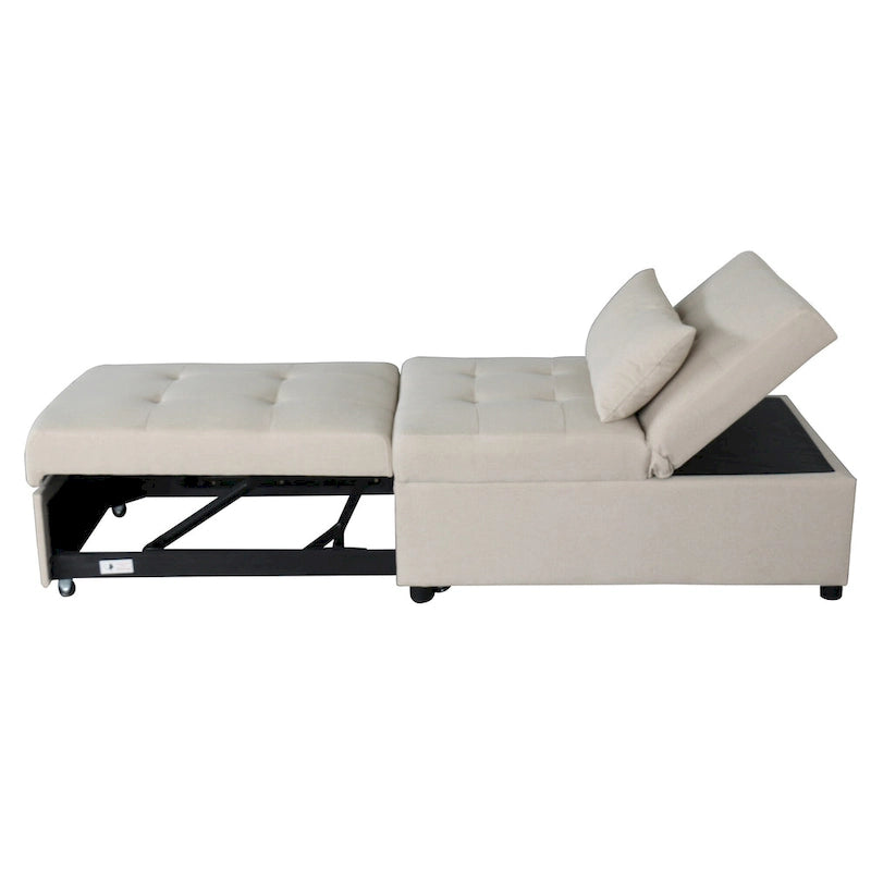 Canapé-lit multifonctionnel pliable avec pouf