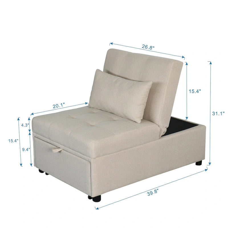 Canapé-lit multifonctionnel pliable avec pouf