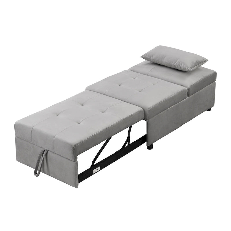 Canapé-lit multifonctionnel pliable avec pouf