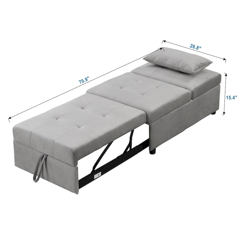 Canapé-lit multifonctionnel pliable avec pouf