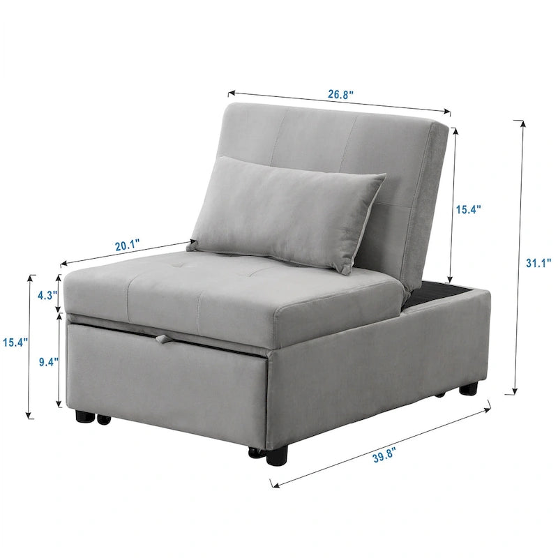 Canapé-lit multifonctionnel pliable avec pouf
