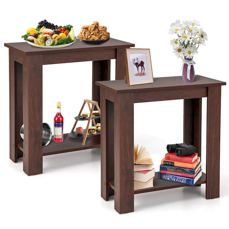 Table d'appoint à double niveau, petite table de chevet compacte pour canapé moderne