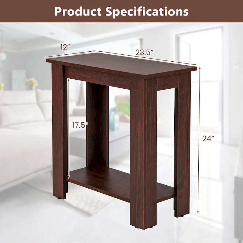 Table d'appoint à double niveau, petite table de chevet compacte pour canapé moderne