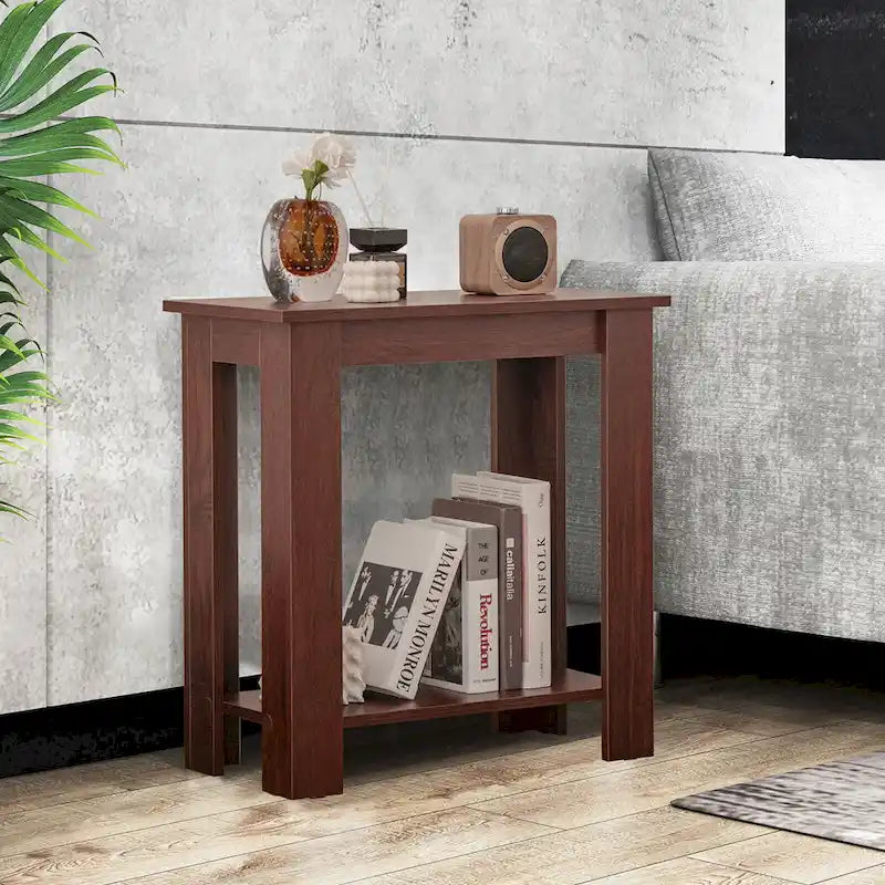 Table d'appoint à double niveau, petite table de chevet compacte pour canapé moderne