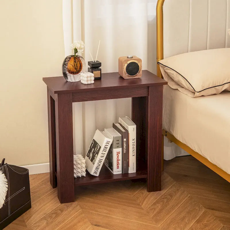 Table d'appoint à double niveau, petite table de chevet compacte pour canapé moderne