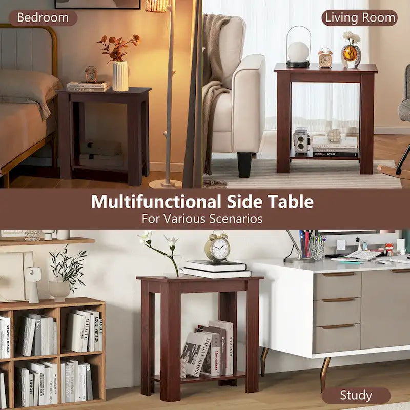 Table d'appoint à double niveau, petite table de chevet compacte pour canapé moderne