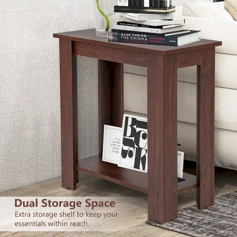 Table d'appoint à double niveau, petite table de chevet compacte pour canapé moderne