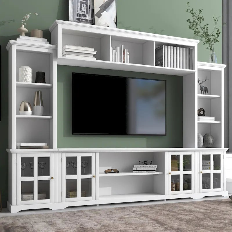 Meuble TV pont, portes en verre trempé