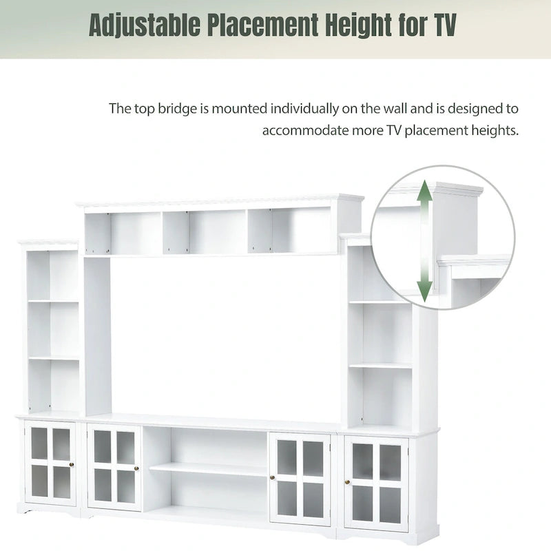 Meuble TV pont, portes en verre trempé