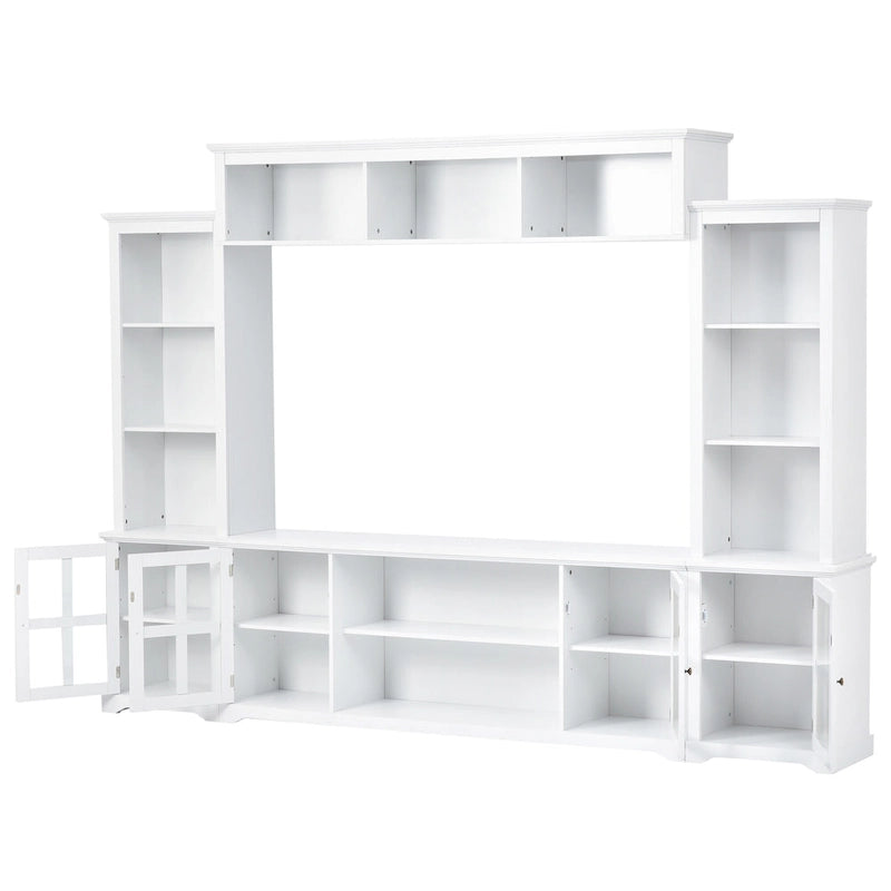 Meuble TV pont, portes en verre trempé