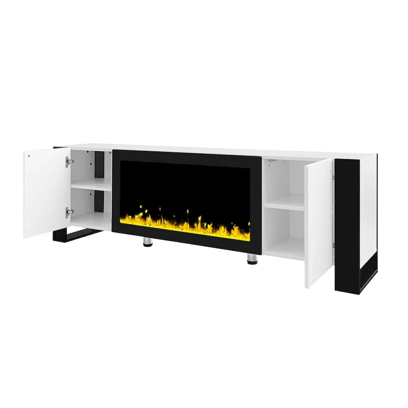 Meuble TV avec cheminée moderne de 68,1 pouces
