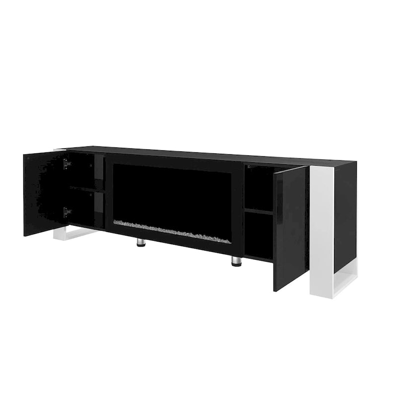 Meuble TV avec cheminée moderne de 68,1 pouces