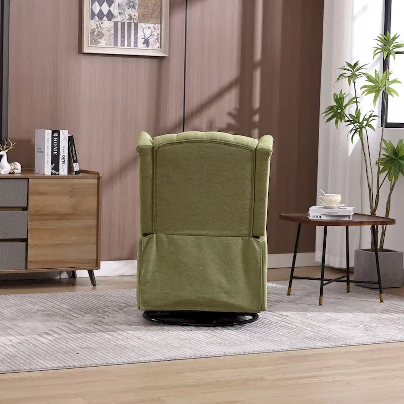 Fauteuil à bascule pivotant à 360 degrés en lin vert olive