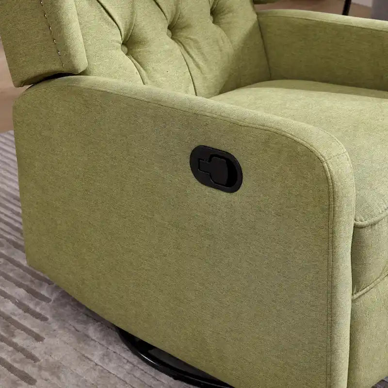 Fauteuil à bascule pivotant à 360 degrés en lin vert olive
