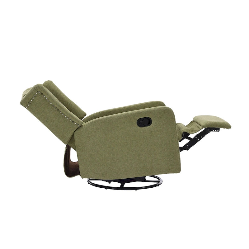 Fauteuil à bascule pivotant à 360 degrés en lin vert olive