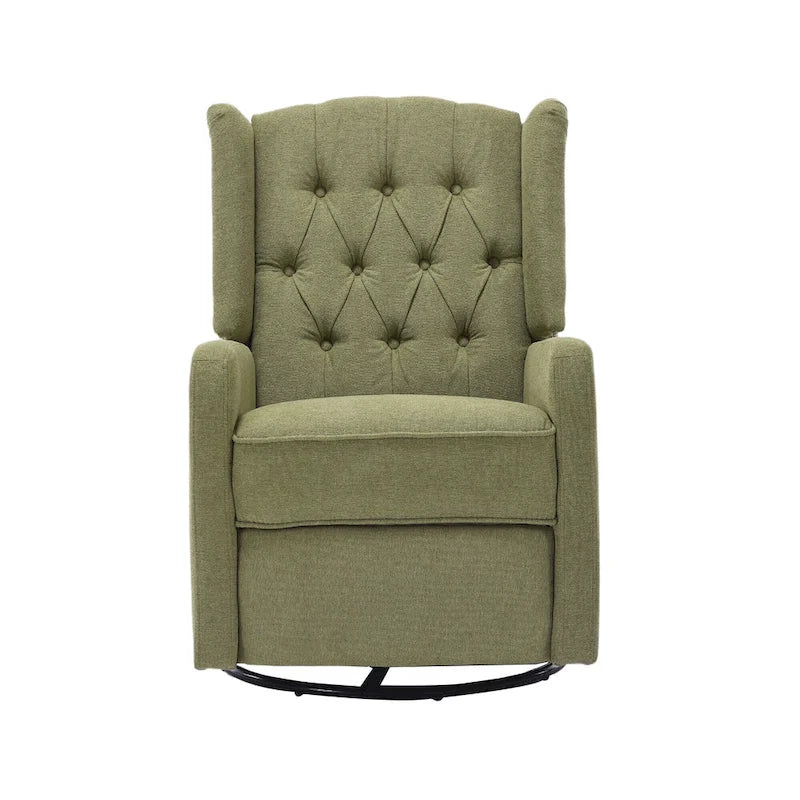 Fauteuil à bascule pivotant à 360 degrés en lin vert olive