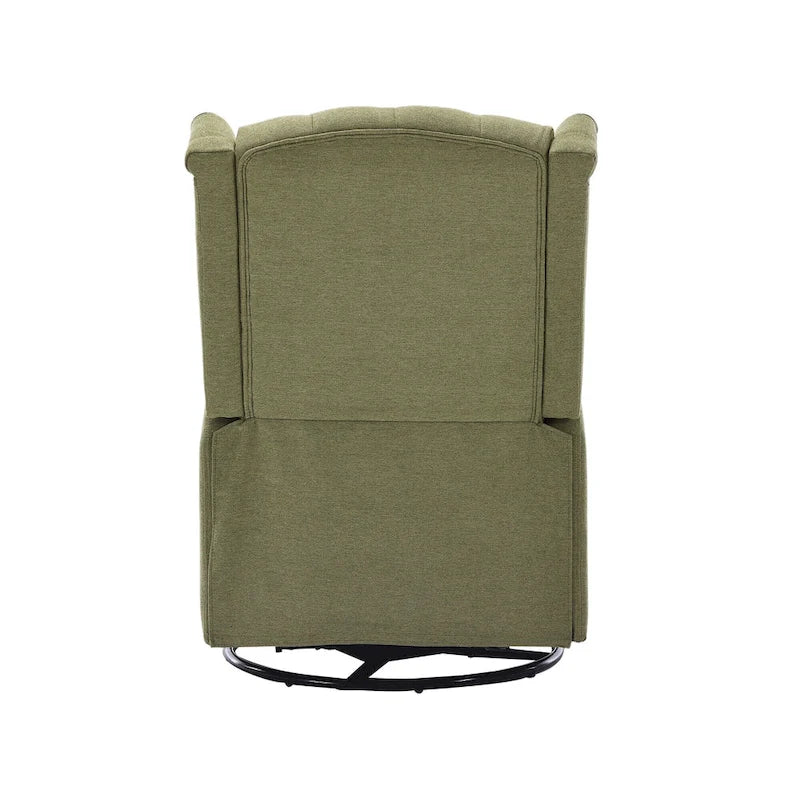 Fauteuil à bascule pivotant à 360 degrés en lin vert olive