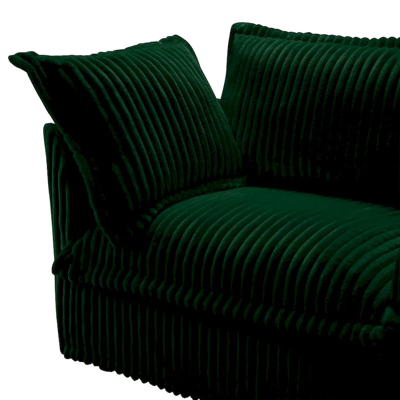 Canapé trois places sans accoudoirs déhoussable en velours côtelé