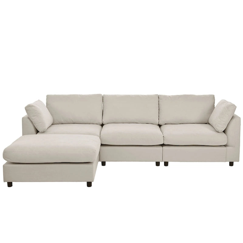 Canapé d'angle quatre places en L beige 113